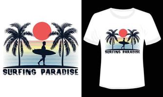 Surfing Paradise T-shirt Design Vector Illustration