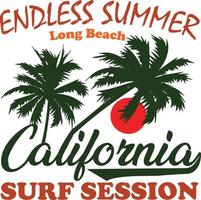 Endless Summer Long Beach California T-shirt Design vector