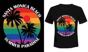 Santa Monica Beach Summer Paradise T-shirt Design vector