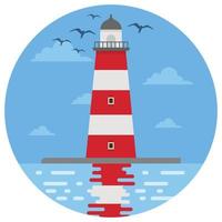Landscape sea lighthouse beautiful illustration. vector