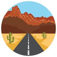 Landscape nature and cactus mountains beautiful illustration. vector