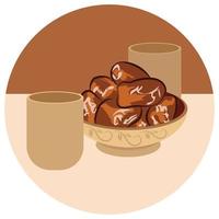 Ramadan icon for meal glass. vector