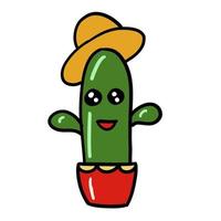Cute cactus. Vector illustration in mexican style