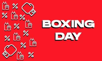 fondo rojo del día del boxeo con boxeo, etiqueta de precio y descuento. ilustración vectorial vector