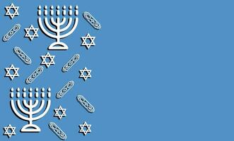 hanukkah day blue background with candles, david star, and mezuzah. Vector Illustration with place for your text