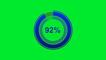 barra de progresso circular ou radial, progresso circular de cor azul sobre fundo de tela verde, elementos do diagrama video