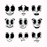 Set of retro cartoon expressions vector