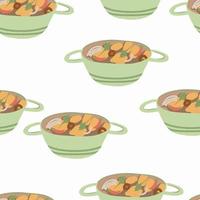 Seamless pattern Chinese kung pao chicken and shrimp vector