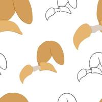 Doodle seamless pattern Chinese fortune cookies.  Black and white and color vector