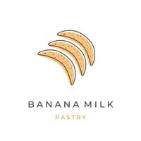 Banana Milk Pastry Cartoon Illustration Logo vector