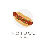 logotipo de ilustración de hot dog italiano vector