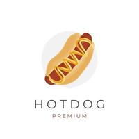 logotipo de ilustración de hot dog con mayonesa lista para comer vector