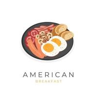 logotipo de ilustración de desayuno americano completo vector