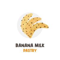 Banana Milk Pastry Illustration Logo With Chocolate Chips vector