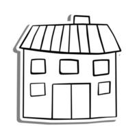 Monochrome Mansion on white silhouette and gray shadow. Vector illustration for decoration or any design.