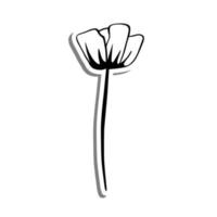 flor monocromática en silueta blanca y sombra gris. ilustración vectorial para decoración o cualquier diseño. vector