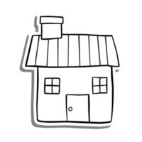 Monochrome House on white silhouette and gray shadow. Vector illustration for decoration or any design.