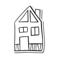 Monochrome House on white silhouette and gray shadow. Vector illustration for decoration or any design.