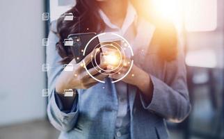 Document Management System , online documentation database and process automation to efficiently manage files, knowledge and documentation in enterprise with ERP. Corporate business technology. photo