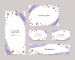 Vector design templates with watercolor bubbles, gold lines. leaflet cover, card, business cards, banner