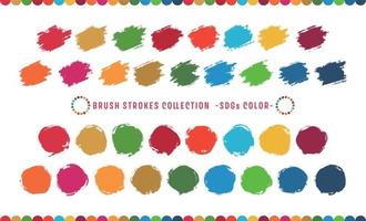 Vector hand drawn brush strokes collection, 17 SDGs colors