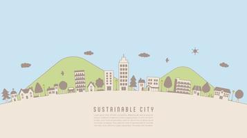 Simple cityscape and nature image. vector illustration