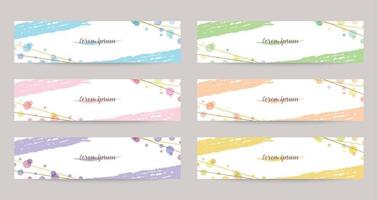 Vector design templates of banner, colorful watercolor bubbles, gold lines