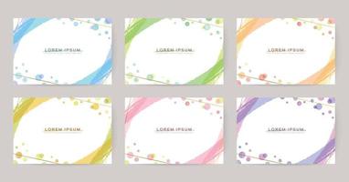 Vector design templates of card, colorful watercolor bubbles, gold lines