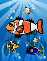 ilustración de grupo de peces vector