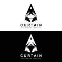 Home And Exhibition Curtain Logo Design, Building Decoration Vector Illustration