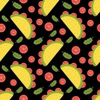 Mexican fastfood taco and tomatoes seamless pattern. vector