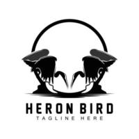 Bird Heron Stork Logo Design, Birds Heron Flying On The River Vector, Product Brand Illustration vector