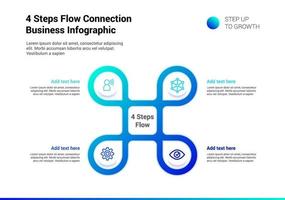 4 Steps Flow Connection Infographic vector