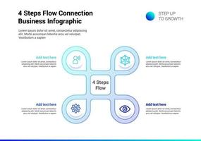 Conexión de flujo de 4 pasos versión ligera infográfica vector