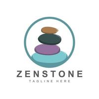 diseño de logotipo de piedra de equilibrio, piedra de terapia vectorial, piedra de masaje, piedra caliente y zenstone, ilustración de marca de producto vector