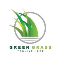 Green Grass Logo Design, Farm Landscape Illustration, Natural Scenery Vector