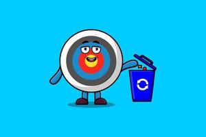 cartoon Archery target throwing trash in the trash vector