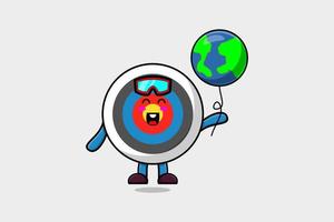 cartoon Archery target floating with earth balloon vector