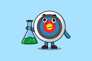 Cute cartoon mascot Archery target as scientist vector