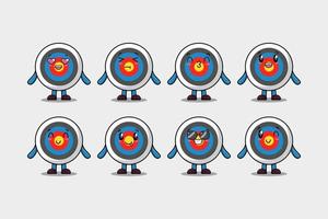 Set kawaii Archery target cartoon expressions vector