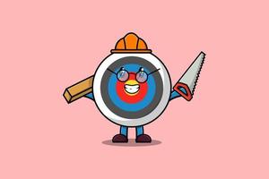 Cute cartoon Archery target as carpenter with saw vector