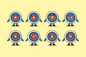 Set kawaii Archery target cartoon expressions vector