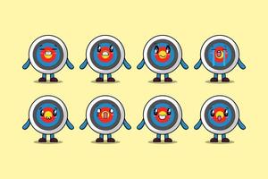 Set kawaii Archery target cartoon expressions vector