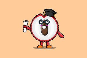 Cute cartoon Lychee student character graduation vector