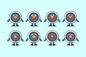 Set kawaii Archery target cartoon expressions vector