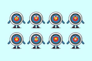 Set kawaii Archery target cartoon expressions vector