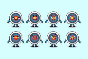 Set kawaii Archery target cartoon expressions vector