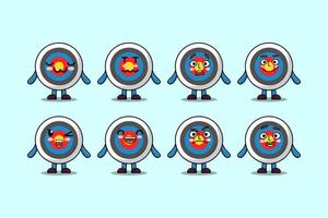 Set kawaii Archery target cartoon expressions vector