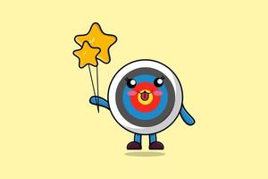 cartoon Archery target floating with star balloon vector