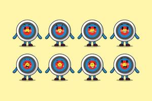 Set kawaii Archery target cartoon expressions vector